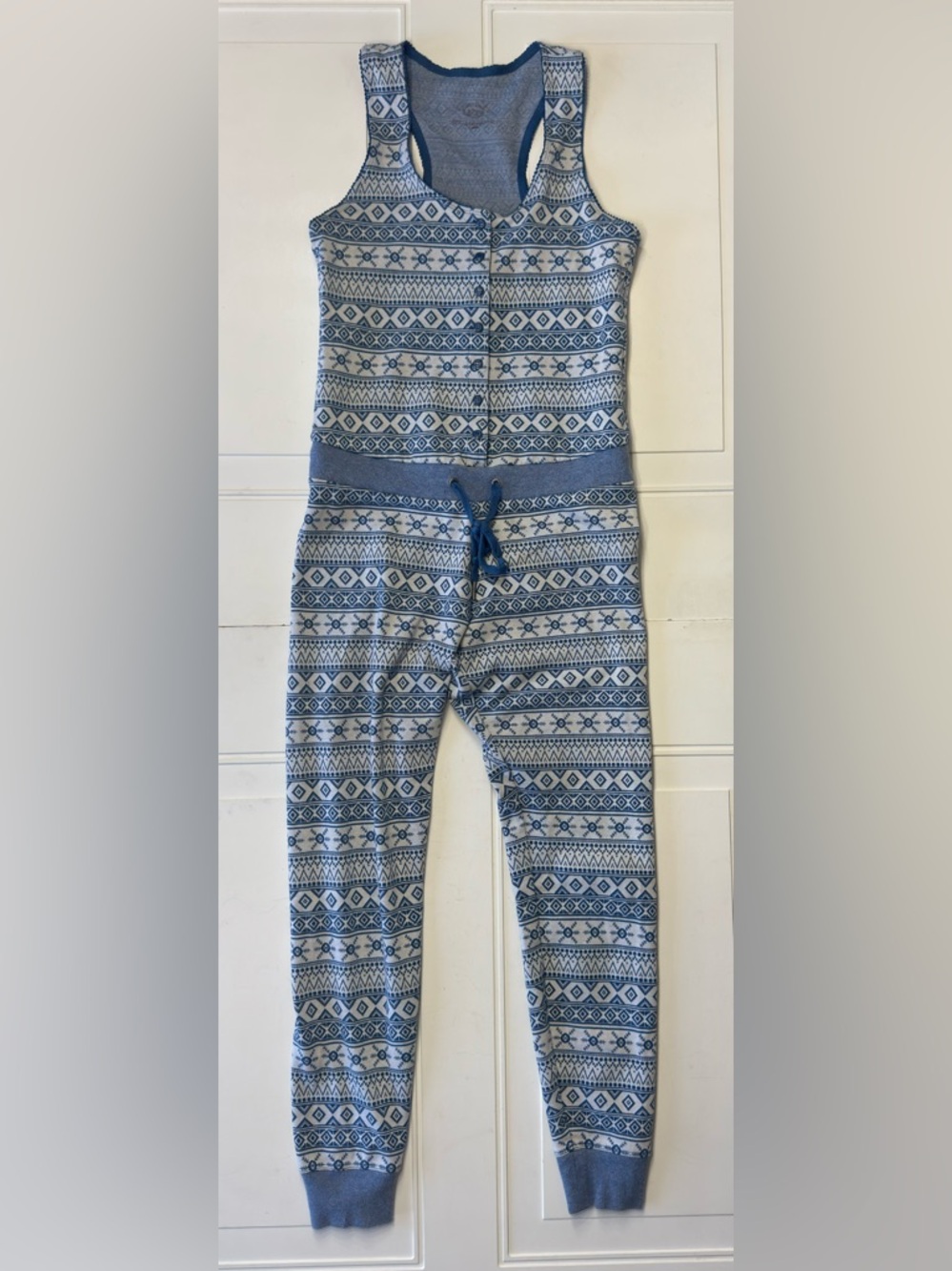 UGG Women’s Sz S Blue Snowflake Winter Pajama Sleeveless Jumpsuit Jumper